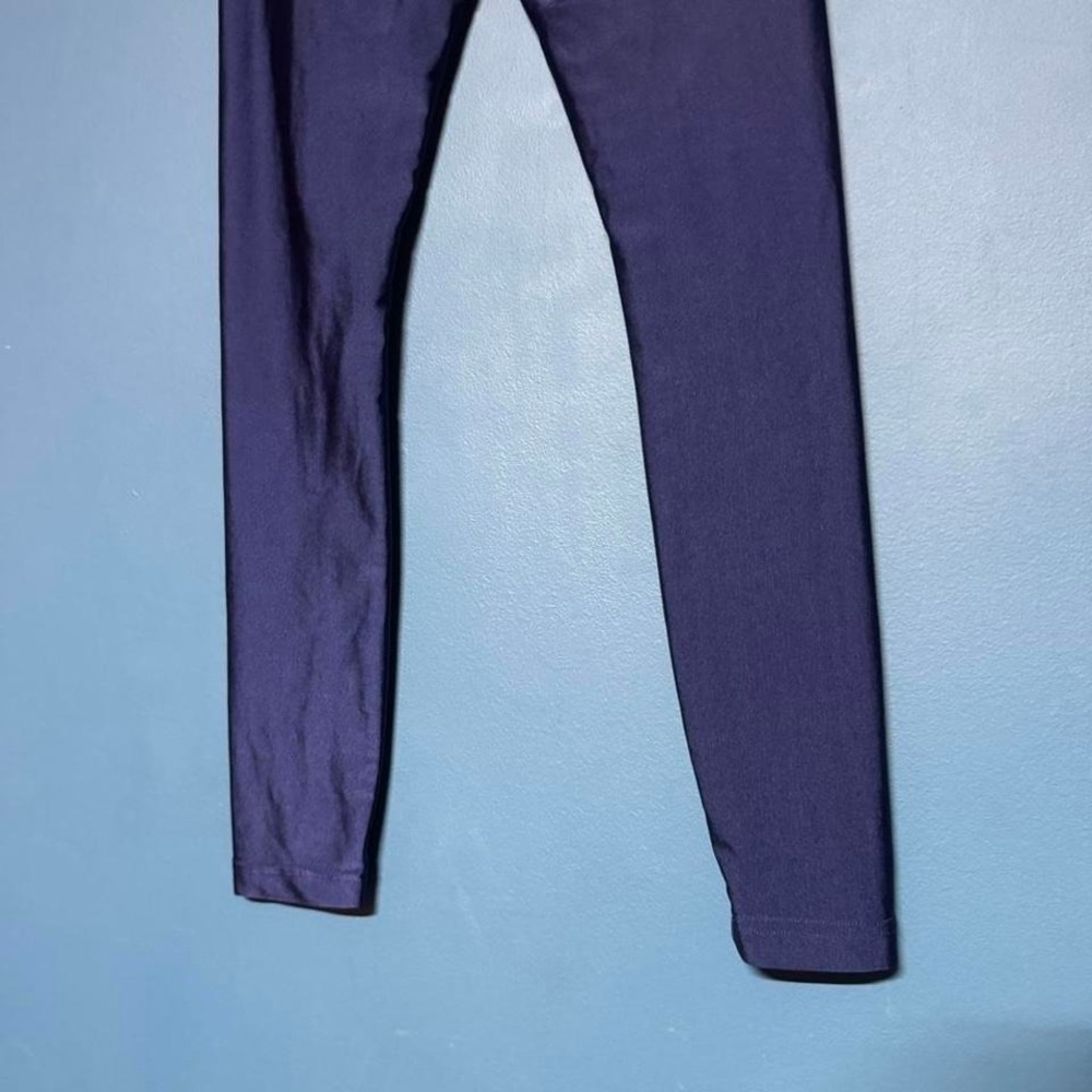 Y2K American Apparel Shiny Leggings Women's Size Large Navy Blue High Rise - Picture 6 of 8